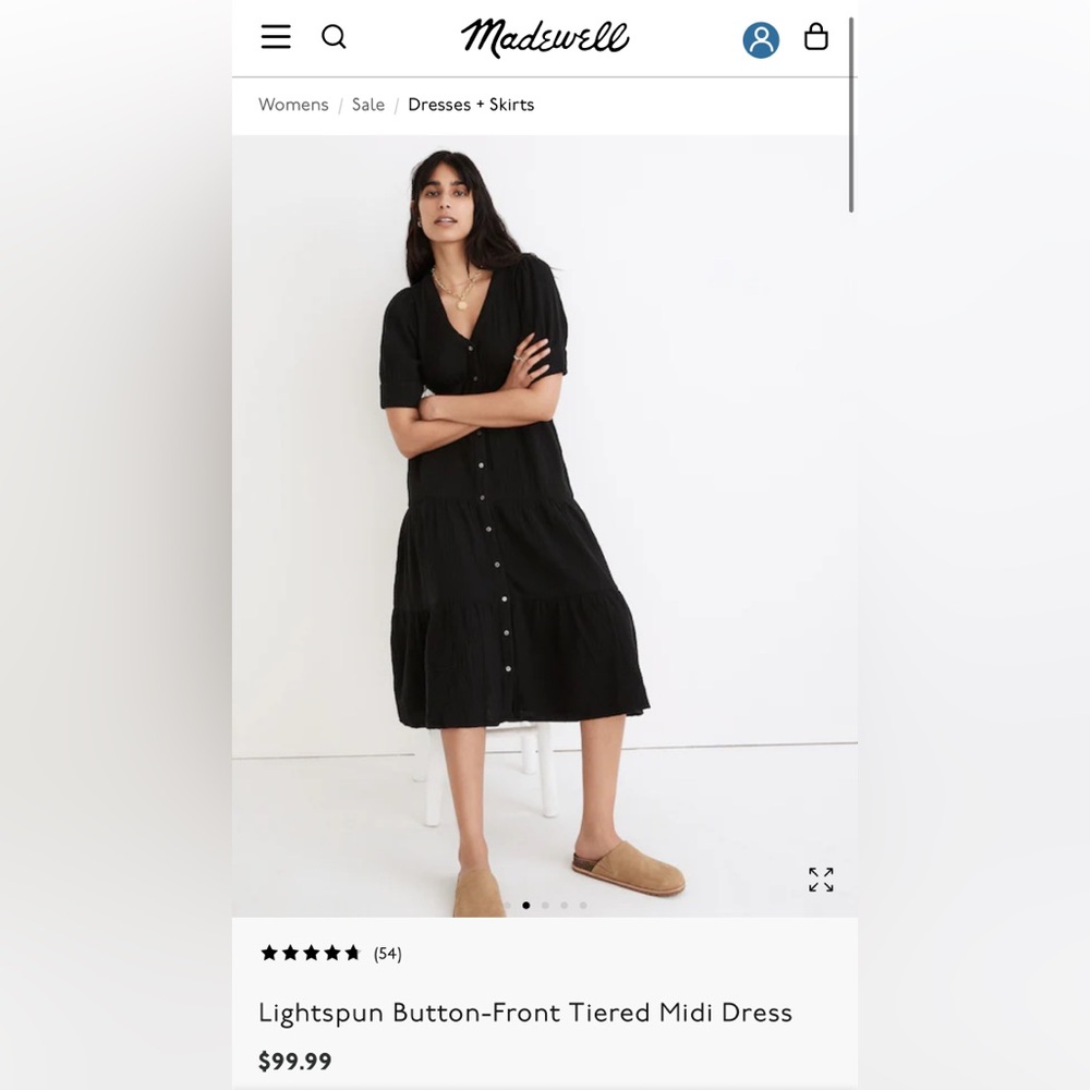 Madewell Lightspun Button-Front Tiered Midi Dress M/L